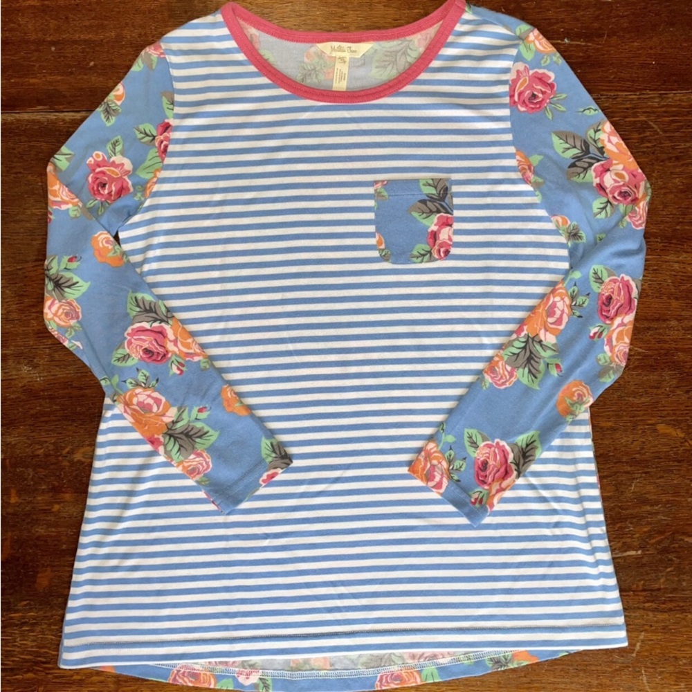 Matilda Jane Lounge Floral Striped Top Only